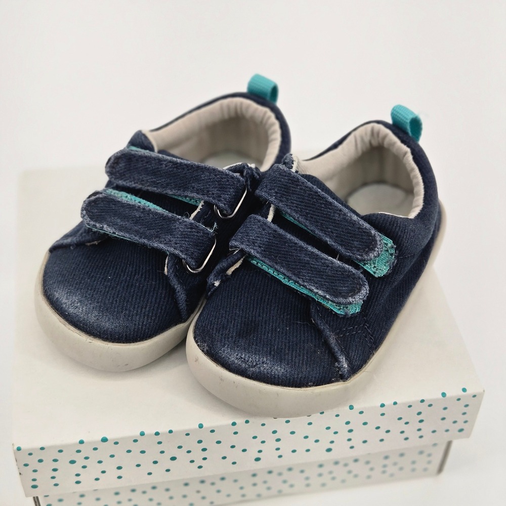 Ten Little First Walkers Navy Blue Corduroy Infant Sneaker Shoes Size 5.5 PLAY